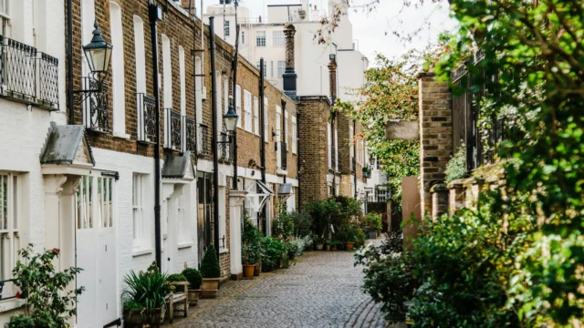 A quiet London mews street with terraced houses