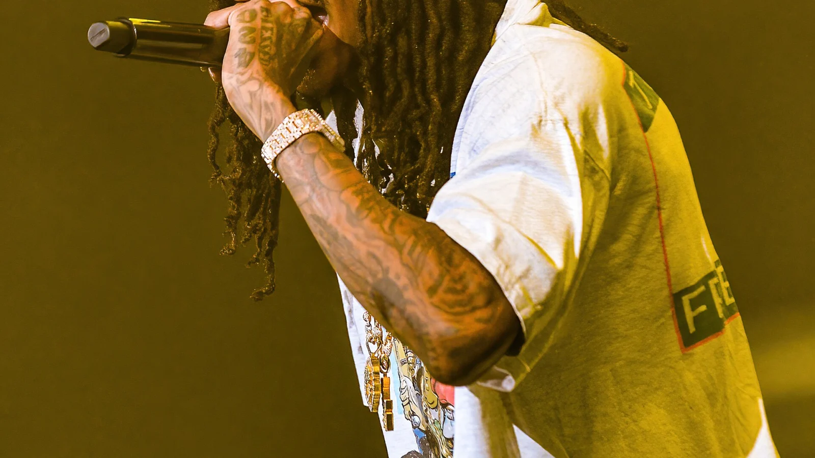 Wiz Khalifa performs at iThink Financial Amphitheater in West Palm Beach on August 13, 2023.
