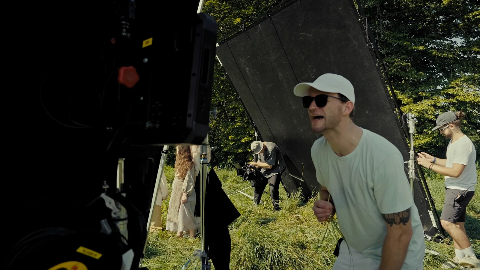 Film crew at the camera on set
